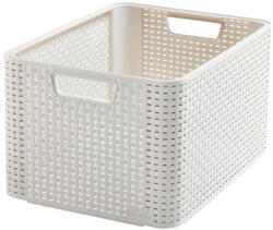 Keter Tárolókosár, Curver Style L, krémszínű, 20 literes, 32, 6 x 43, 6 x 23 cm, egymásra rakható, rattan hatású, fogantyúkkal, szögletes (TC2211379)