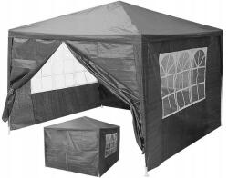 MultiGarden Kerti pavilon, MultiGarden PAW 3X3, szürke, 3 x 3 m, 4 oldalfallal (1 teljes, 1 cipzáras, 2 ablakos), fém vázzal, vízálló PE ponyva, 2, 5 m magassággal (TF3892)