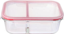 MagicHome Tárolódoboz, MagicHome, átlátszó, 1, 5 l, 22, 5 x 17 x 7, 5 cm, rekeszes, szilikon tömítés, üveg tál, műanyag fedél (TC8011120)