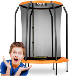 Neo-Sport Kerti trambulin, Neo-Sport, fekete/zöld, átmérő: 152 cm, kerek, magasság: 38 cm, 150 cm belső védőháló, acél váz, 6 láb, 50 kg teherbírás, 30 db rögzítőhorog (TENS-05W240F)