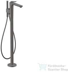 Hansgrohe AXOR CITTERIO C szabadon álló kádtöltő csaptelep zuhanyszettel, négyszög metszéses fogantyúval, alaptest nélkül, szálcsiszolt fekete króm 49441340 (49441340)