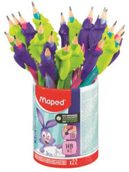Maped Írástanuló grafitceruza radírral, ceruzatartó, HB, háromszögletű, ceruzafogóval, MAPED "Kidy Learn", vegyes színek (853503) - nyomtassingyen