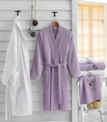 Cottonbox® Set matrimonial 100% bumbac, 2 halate baie +4 prosoape - Alb/Lila