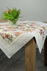 Takoy Față de masă gri deschis și roz 100x100 cm tip goblen, decorată cu model floral țesut Fata de masa