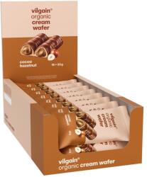 Vilgain Cream Wafer BIO -⁠ napolitană crocantă cu umplutură cremoasă, 36 % alune de pădure, produsă doar din ingrediente BIO, desert dulce fără zahăr alb
