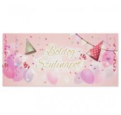  Díszboríték pénzboríték Boldog Szülinapot felirattal rózsaszín csákó mintás 9x19 cm 662569 (662569)