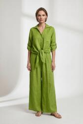 Shopika Pantaloni de vara din in cu croiala ampla si pliuri in talie, verde olive Talie unica