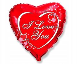 GoDan Fólia lufi Szív piros I Love You 45 cm Valentin nap Flexmetal (ETD-B201570-13659)