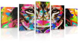 Dovido Tablou 5-piese cap de leu colorat - 200x100