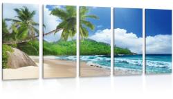 Dovido Tablou 5-piese plajă frumoasă pe insula Seychelles - 150x75