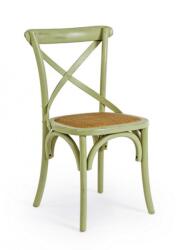 Bizzotto Scaun din lemn verde cu sezut din rattan maro Cross 50.5x52x87x46 cm (0743228deco)