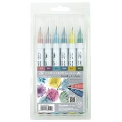 ZIG Clean Color Четка Комплект с 6 бр. Пушекани цветове (RB-6000AT/6VF)