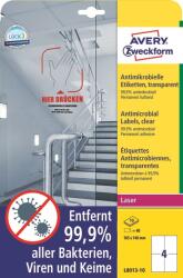 AVERY Антимикробни етикети 105 x 148 прозрачни mm, 40 бр (L8013-10)