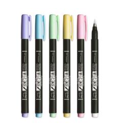 Tombow Маркер Fudenosuke мек пастел асорт. (6) (WS-BS-6P)