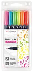 Tombow Маркер Tombow Fudenosuke твърд неон асорт. (6) (WS-BH-6P)