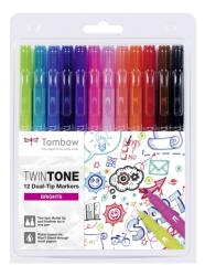 Tombow Маркер TwinTone ярък 0, 3/0, 8 (12) (WS-PK-12P-1)