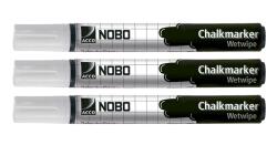 Nobo WB Маркер Chalkmarker т/стъклена дъска кръгъл бял (3) (34438398)