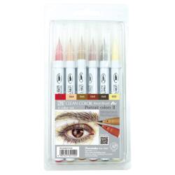 ZIG Clean Color Четка Писец Комплект с 6 бр. Портретни цветове II (RB-6000AT/6VE)