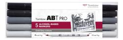 Tombow Маркер алкохол ABT PRO Двоен четка 5P-4 Студено сиво (5) (ABTP-5P-4)