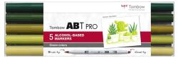 Tombow Маркер Tombow алкохолен ABT PRO с двойна четка 5P-5 зелени цветове (5) (ABTP-5P-6)