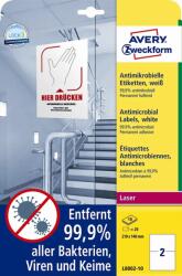 AVERY Антимикробни етикети 210 x 148 бели мм, 20 бр (L8002-10)