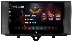 HUB64 Navigatie HUB64 Smart Fortwo (2010-2015), 8GB RAM, Android 13, Octacore, Slot Sim 4G, DSP, GPS, Wi-FI, Carplay, Android Auto, USB, Bluetooth, Waze, Touchscreen, 9 Inch (HB-649008+AD-BGRKIT409)