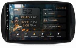 HUB64 Navigatie HUB64 Smart For Two (2016-Prezent), 2GB RAM, Android 13, GPS, Wi-FI, Carplay, Android Auto, USB, Bluetooth, Radio, Waze, Touchscreen, 9 inch (HB-649002+AD-BGRKIT412)