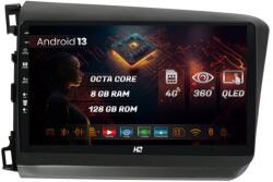 HUB64 Navigatie HUB64 Honda Civic (2012-2015), 8GB RAM, Android 13, Octacore, Slot Sim 4G, DSP, GPS, Wi-FI, Carplay, Android Auto, USB, Bluetooth, Waze, Touchscreen, 9 Inch (HB-649008+AD-BGRKIT007)