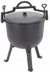 Brius Ceaun vanatoresc din fonta, cu capac si picioare pentru gatit in aer liber, 8 litri, 32x47 cm, negru (BBQ-3710) Ceaun
