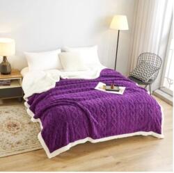 Kotonia Home Cuvertura Soft Cocolino doua straturi - dimensiune 200x230 cm si fete perna decor 60x60 cm, 100% microfibra, mov (004476)