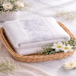 Kotonia Home Prosop baie Kotonia Home - catifea, 100% Bumbac, decor floral satinat, 70x140 cm, alb (004822-70140) Prosop