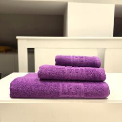 Kotonia Home Set 3 prosoape baie Greek Border Jacquard Plush Luxury - 100% Bumbac, 500g/mp, mov (004596) Prosop