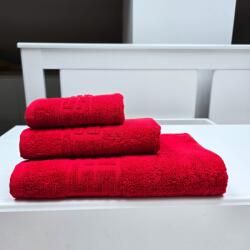 Kotonia Home Set 3 prosoape baie Greek Border Jacquard Plush Luxury - 100% Bumbac, 500g/mp, rosu (004588) Prosop