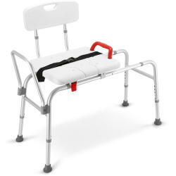 Linomag Scaun transfer cada sau dus cu sezut culisant si decupaj perineal, Linomag, Spătar, curea ajustabilă și mâner de siguranță, Reglabil pe înălțime, Inaltime maxima 65cm, Alb (btas)