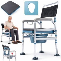 Linomag Scaun WC multifuncțional 4 in 1 Linomag® tip toaletă de cameră, cu oliță detașabilă, picioare cu ventuze anti-alunecare, utilizat ca scaun de duș, scaun pentru relaxare sau peste vasul de toaletă, imp