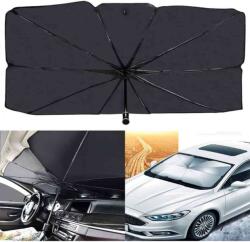 Autolife Összecsukható napernyõ autóhoz, esernyõ formájú, fekete-ezüst, 140 x 79 cm 2203 (38088)