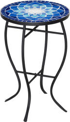 Outsunny Masuta de Gradina Rotunda din Metal Outsunny, Albastru si Alb, Ф35, 5x53, 5cm | Aosom Romania (84B-890)
