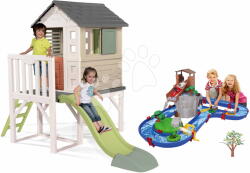 Smoby Căsuță pe piloni și tobogan cu apă House On Stilts Life Smoby extensibilă, cu tobogan de 1, 5 m cu apă (SM810802-35) Casuta pentru copii