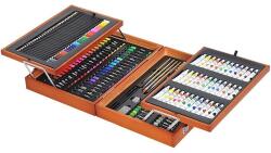 Procart Trusa pictura si desen, 4 compartimente, 174 piese, cutie din lemn maro (PAK507061)