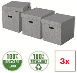 Esselte Set 3 buc Cutii arhivare carton 360 x 320 x 310 mm gri Esselte Home Recycled (ESS628289) - vexio