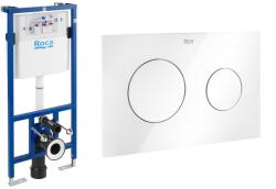 Roca Duplo falba épített tartály PL10 nyomólappal, fényes fehér SZP-RC12 (A890090020, A890089000) (SZP-RC12)