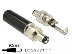 Delock DC csatlakozó apa 5, 5 x 2, 1 mm dugómérettel és 9, 5 mm hosszal
