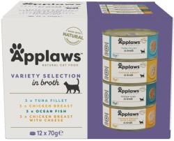 Applaws Vegyes válogatás többcsomagos húsleves dobozban - nedves eledel macskáknak - 12x70g