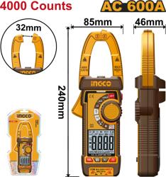 INGCO Multimetru Clampmetru AC 600A Industrial 4000 Puncte (DCM66001)