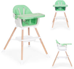 ECOTOYS Etetőszék, ECOTOYS HC508, zöld, 2 az 1-ben magasságállítás, levehető tálcával, fém lábak, 5 pontos biztonsági öv, teherbírás: 20 kg (TF3800)