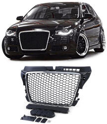  AUDI A3 8P 2008-2013 króm - matt fekete RS stílusú hűtőrács