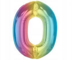 GoDan Színes 0-ás Rainbow szám fólia lufi 92 cm