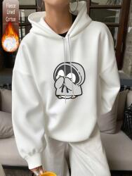 septimo7 Melegítő kapucnis pulóver oversize pingvin mintával fehér unisex L