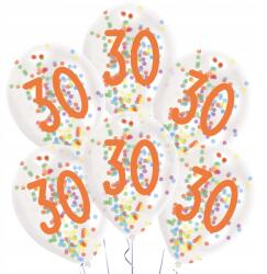 Amscan Happy Birthday 30 Droplets konfettivel töltött léggömb, lufi 6 db-os 11 inc