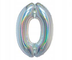 GoDan Ezüst Holographic 0-ás szám fólia lufi 76 cm